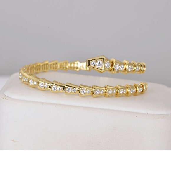 GRA Certified Snake Moissanite Bangle 7" - Picture 2 of 5